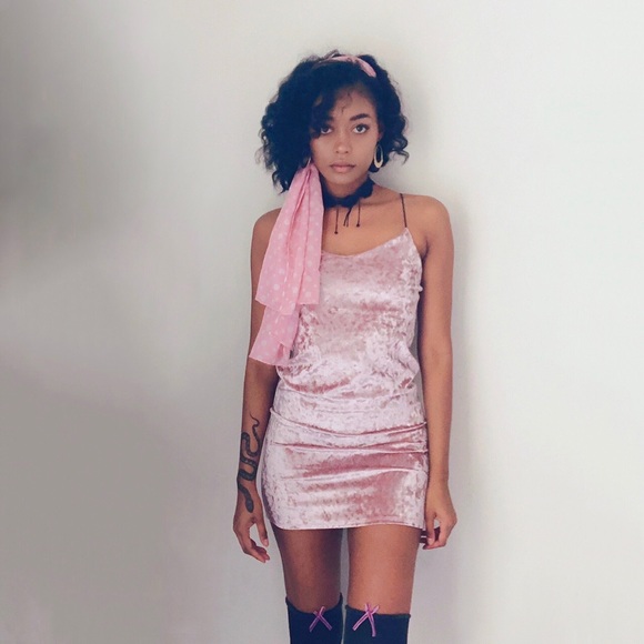 Polly & Esther | Blue Crushed Velvet Dress | L - Picture 6 of 9